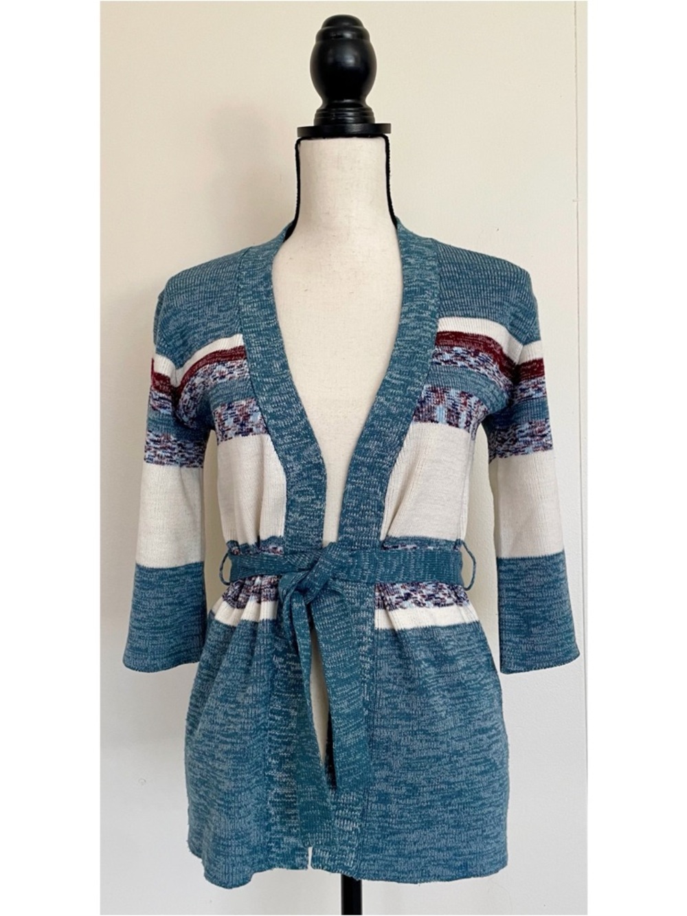 Vintage 70s Belted 3/4 Cardigan